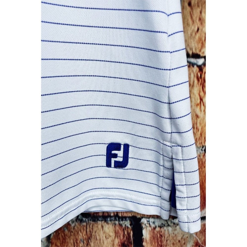 FootJoy 3/4 Sleeve Pinstripe Hoodie Women’s Medium White Blue - Picture 4 of 5